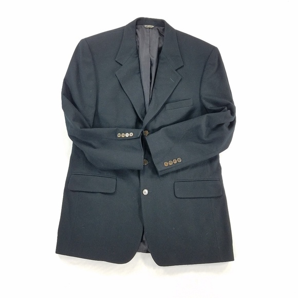 Bill Blass Cashmere Jacket Black Sport Coat Blazer 3-Button Ventless Men’s 42R - Picture 1 of 8